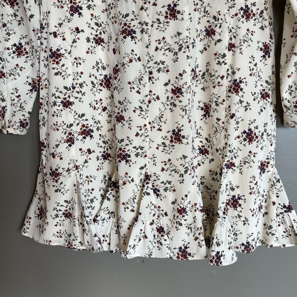 Veronica Beard Riggins Dress Whitestone Size 8 Silk Ivory Cream Floral Blouson - Picture 16 of 16